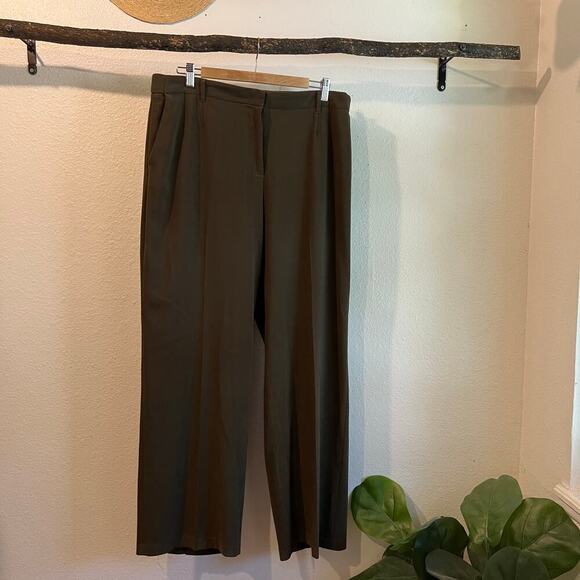 Coldwater Creek Olive Green High Rise Relaxed Wide Leg Trouser Pants Size 12 - Picture 12 of 13